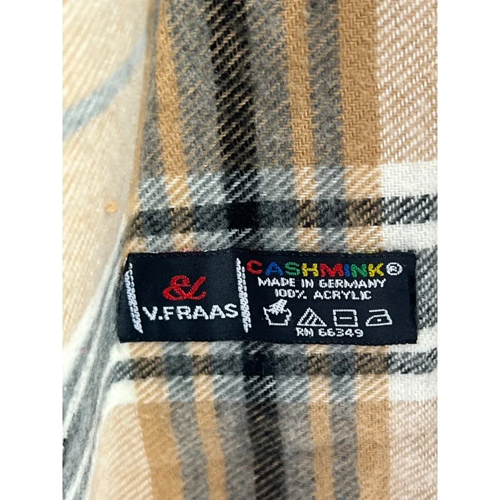Cashmink by V. Fraas Scarf Brown Plaid Check‎ Scarf Made in Germany